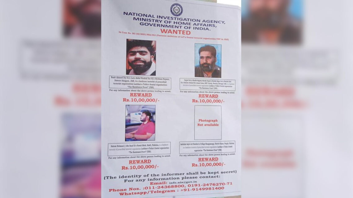 NIA puts up posters in J&K for info about TRF militants