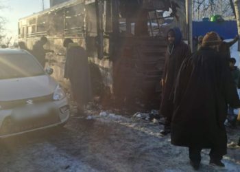 Passenger Bus Gutted In A Fire Incident In Budgam