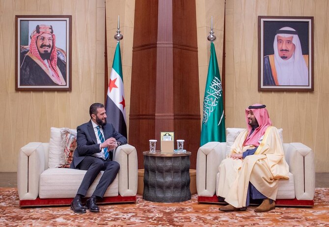 Syria Interm President Meets With Saudi Crown Prince In Riyadh