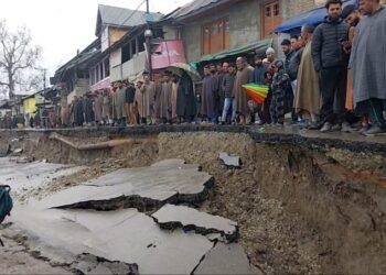 Days After Developing Cracks, Portion Of Hajin Road Collapses