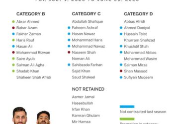 PCB Central Contracts: Babar, Rizwan Demoted To Group B