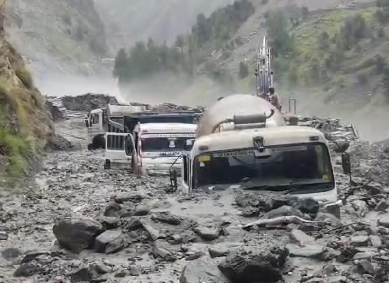 Heavy Rain Triggers Landslide In J&K’s Kishtwar; Several Vehicles Buried