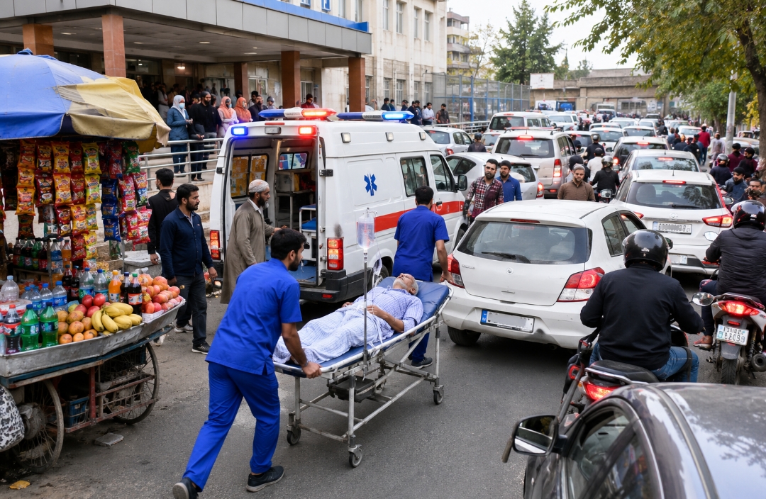 Hospital Entrances in Kashmir Choked by Vendors, Vehicles